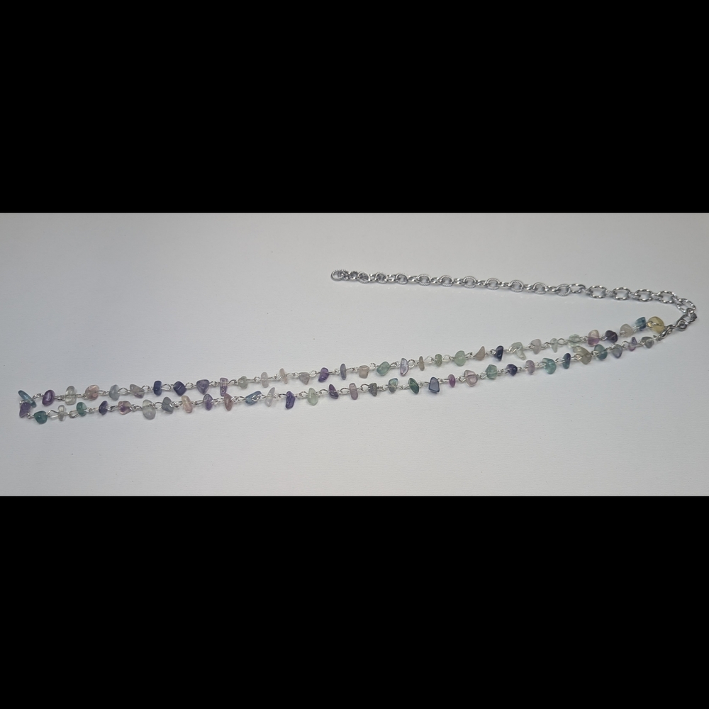 Belly Chain • Fluorite Chip Silver Waist Chain  • 27.5 + 10 Inch Extender - Picture 5 of 5